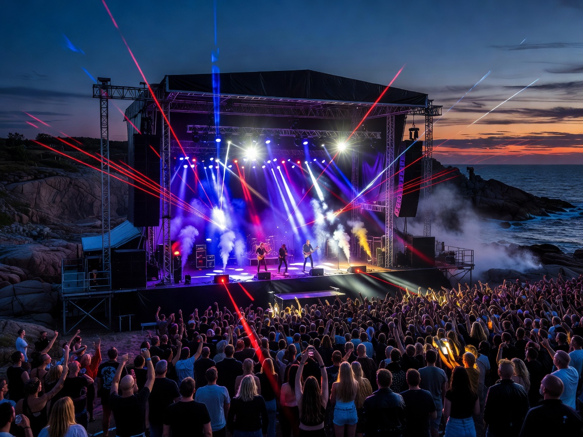 Sweden Rock Festival coastal stage in Solvesborg with dynamic lighting