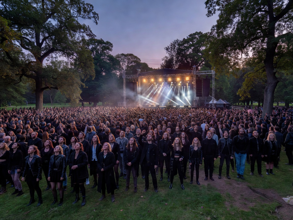 Way Out West Gothenburg festival crowd and illuminated parkland stage